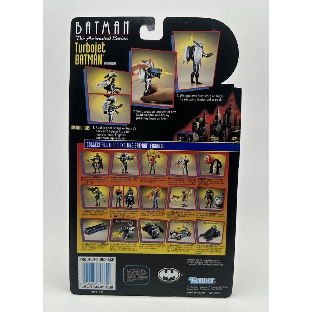 1992 KENNER BATMAN ANIMATED SERIES TURBOJET BATMAN GRAY MISSILE VARIANT NEW